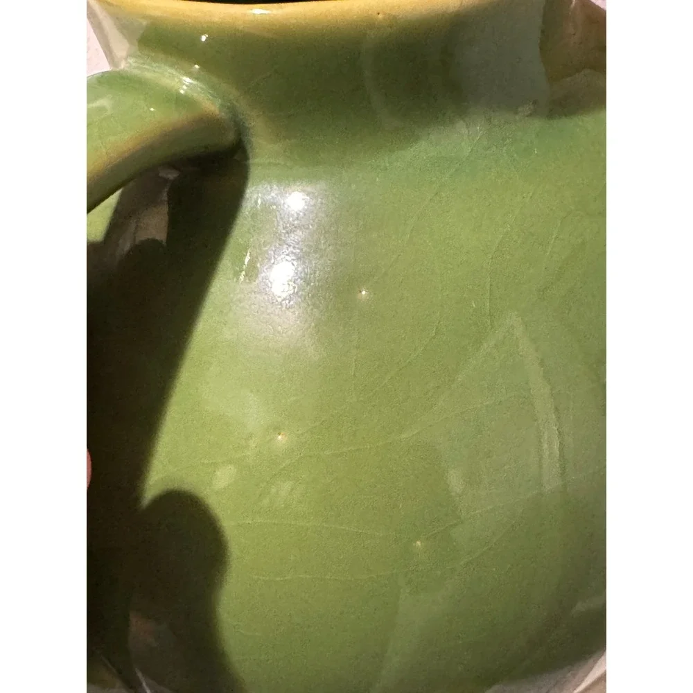 Green Ceramic Pitcher Round Body Classic Kitchen Decor Serving Beverage
